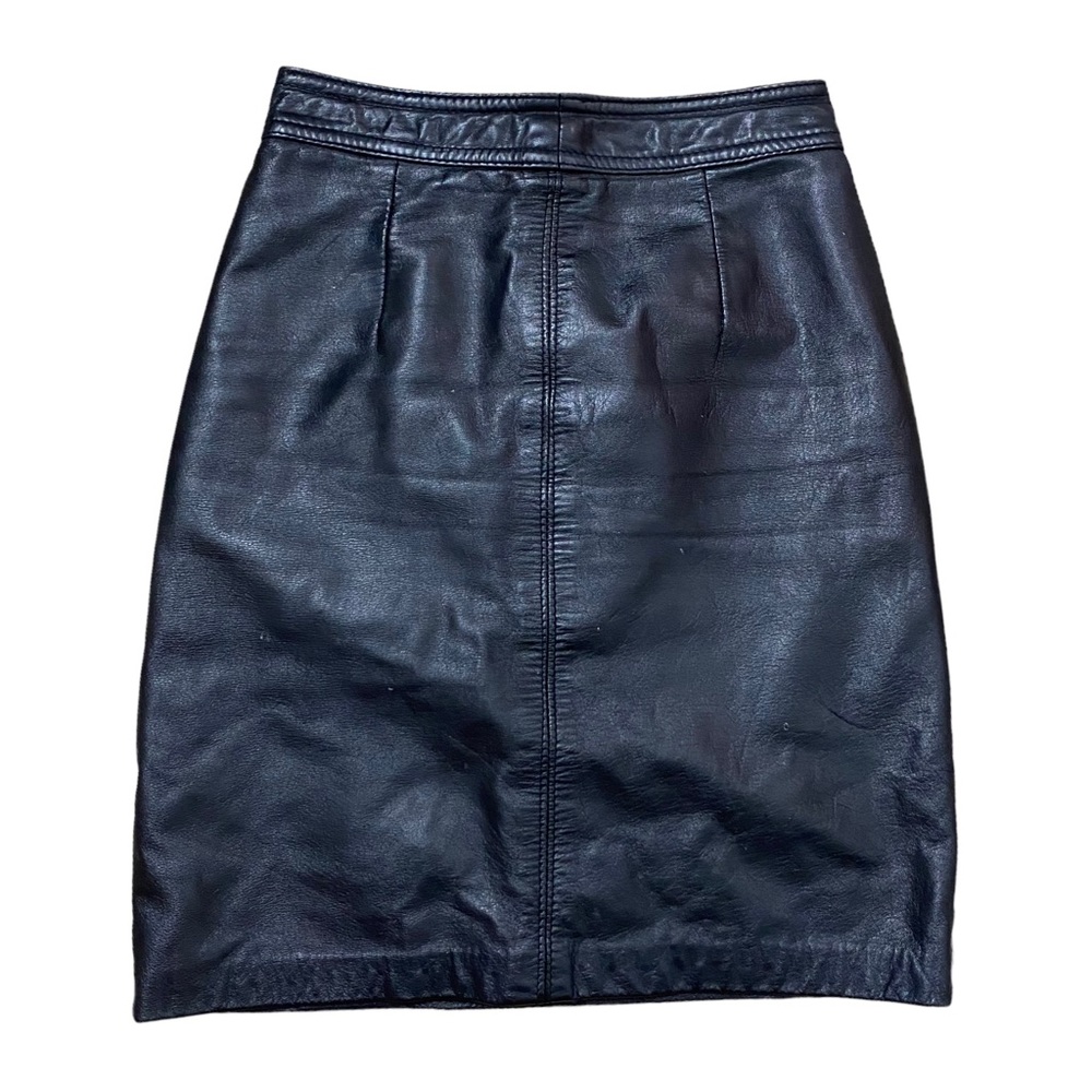Vintage The Leather Ranch Black Genuine Leather Pencil Skirt 24”